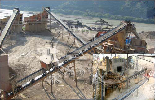 砂石生產線現場,砂石生產線,砂石生產線設備,砂石線